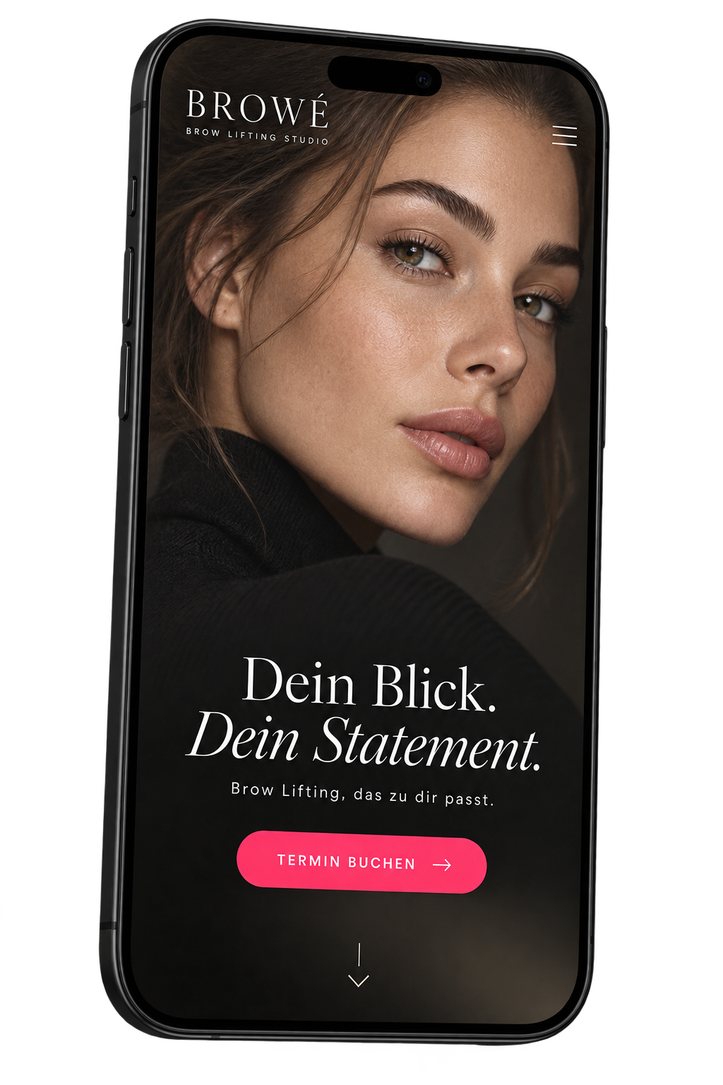 Mobile Website-Vorschau für das fiktive Brow-Lifting-Studio BROWÉ